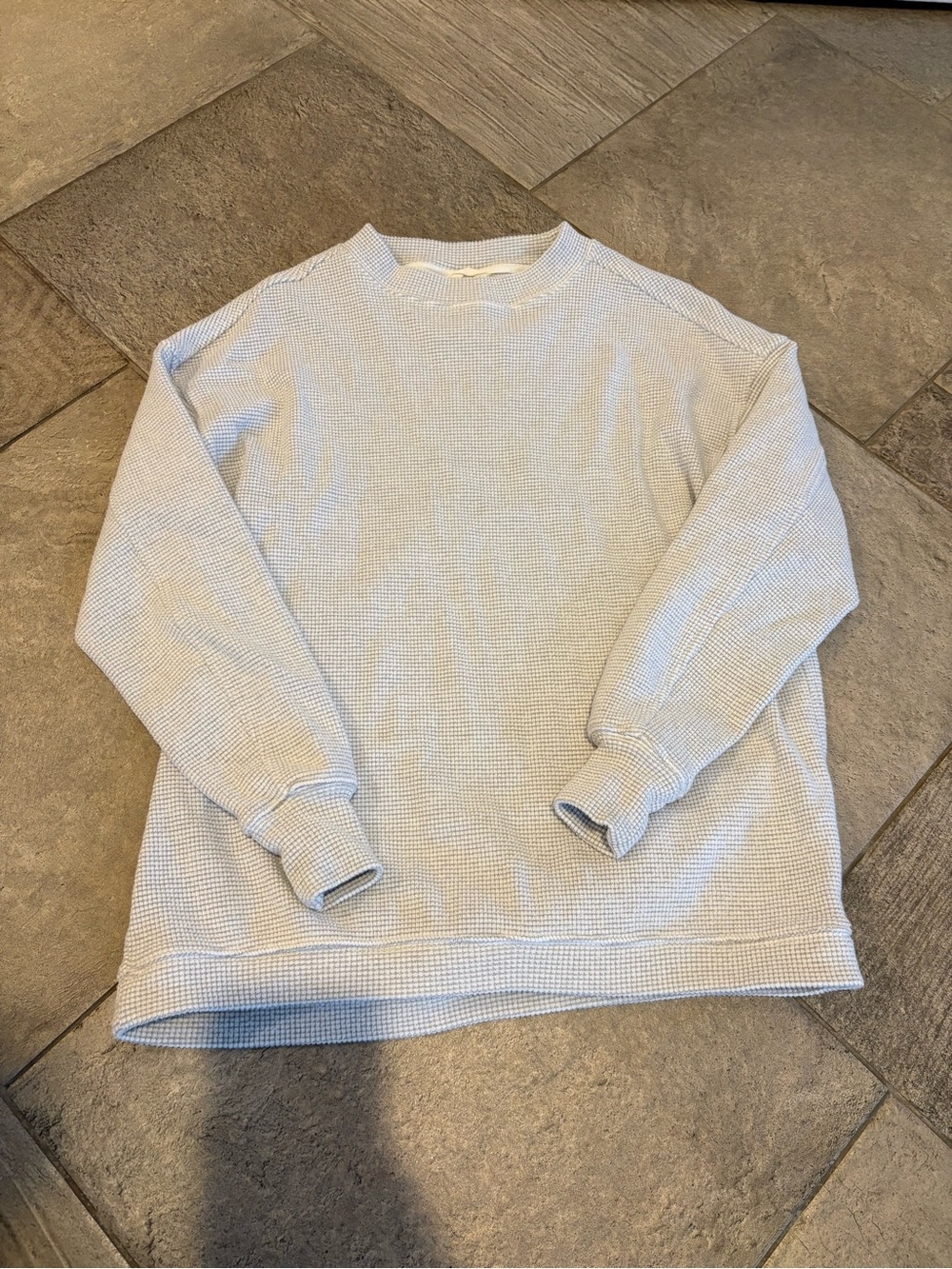 aerie Light Blue Waffle Knit Crewneck Sweater